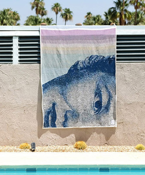 hiller dry goods converts world currencies into colorful and abstract blankets