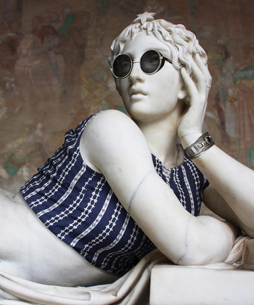 hipsters in stone: léo caillard dresses classical figures in fashionable garb
