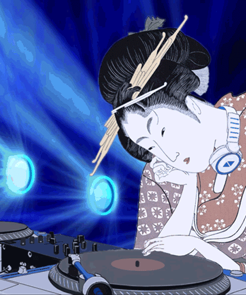 japanese filmmaker turns traditional woodblock prints into amusing animated gifs