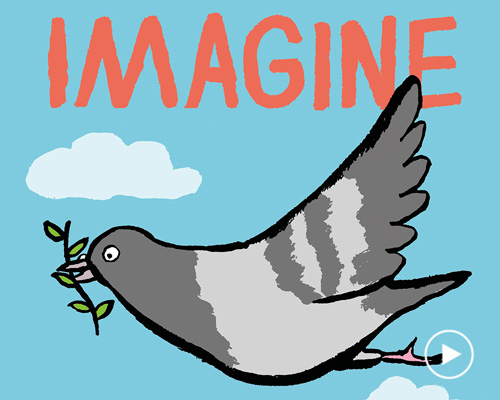 jean jullien illustrates john lennon's 'imagine' in a picture book about peace