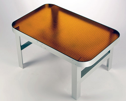 jorge garaje redesigns the old-fashioned aesthetic of wired glass in buenaventura table series