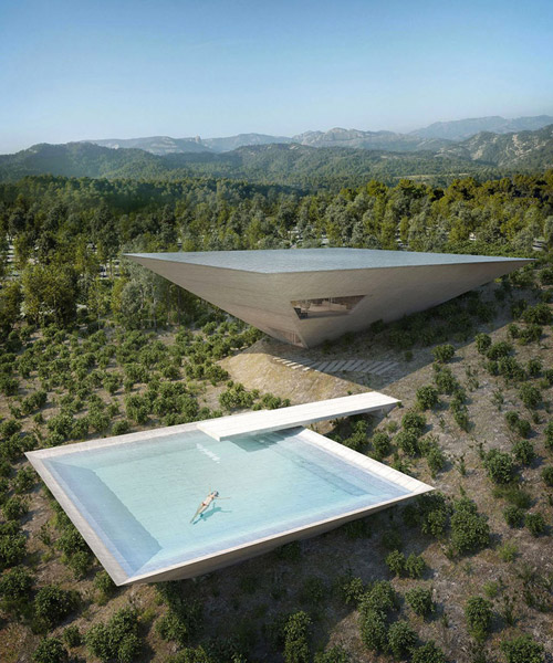 makoto takei + chie nabeshima unveil an inverted pyramidal structure to be built in rural spain