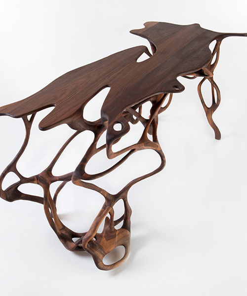 mathias bengtsson creates biomorphic furniture for 'growth' at galerie maria wettergren, paris
