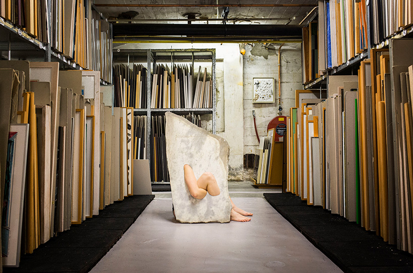 marble meets body: milena naef's stone cutouts reveal fragmented flesh