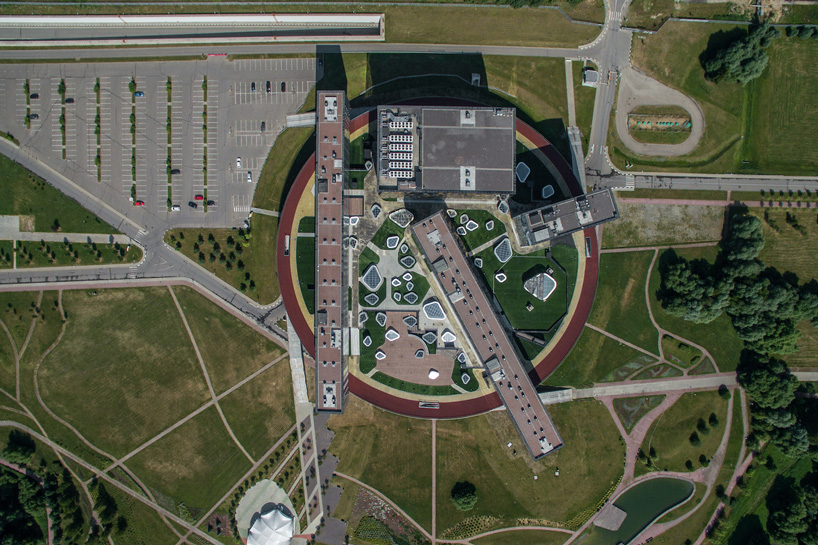 denis esakov's aerial photography features the work of OMA, hadid, and adjaye