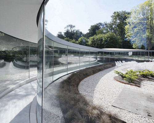 glass visitor pavilion opens at park vijversburg in the netherlands