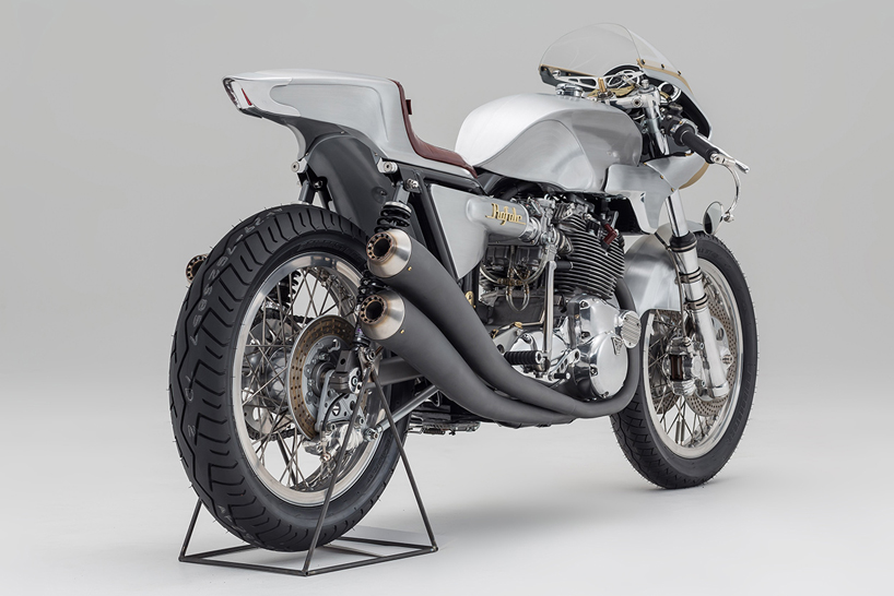 the triumph rafale custom motorcycle by storik is a bare metal café racer