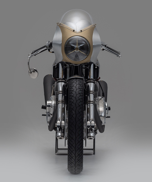 the triumph rafale custom motorcycle by storik is a bare metal café racer