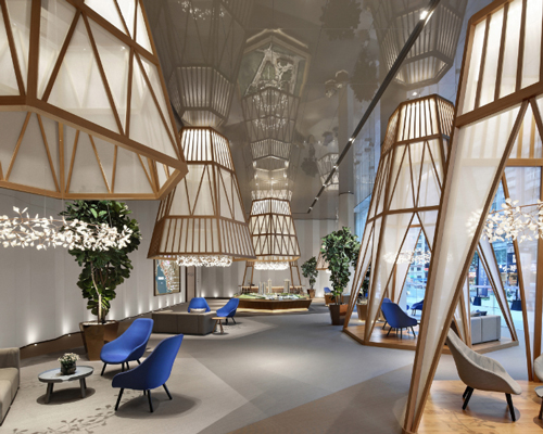 yuqiang + partners revamp HappyLand's sales office with origami-like façade