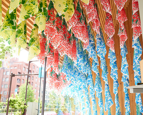 yuri himuro suspends handkerchief bouquets in dreamy exhibition in tokyo
