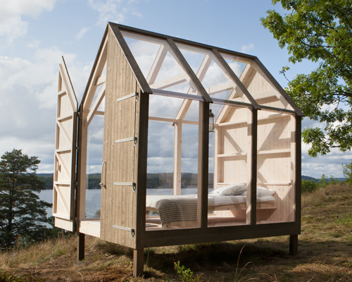living in nature: creatives call glass-clad cabins home for 72 hours on a swedish island
