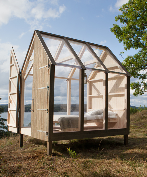 living in nature: creatives call glass-clad cabins home for 72 hours on a swedish island