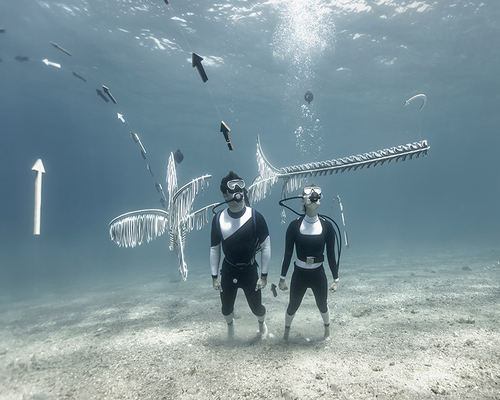 hortense le calvez + mathieu goussin showcase underwater art installation below the aegean sea