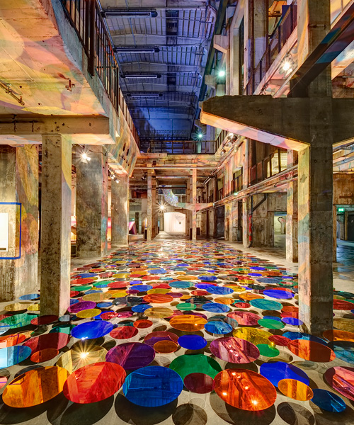 liz west illuminates industrial interior in berlin with 765 mirrors in 15 colors