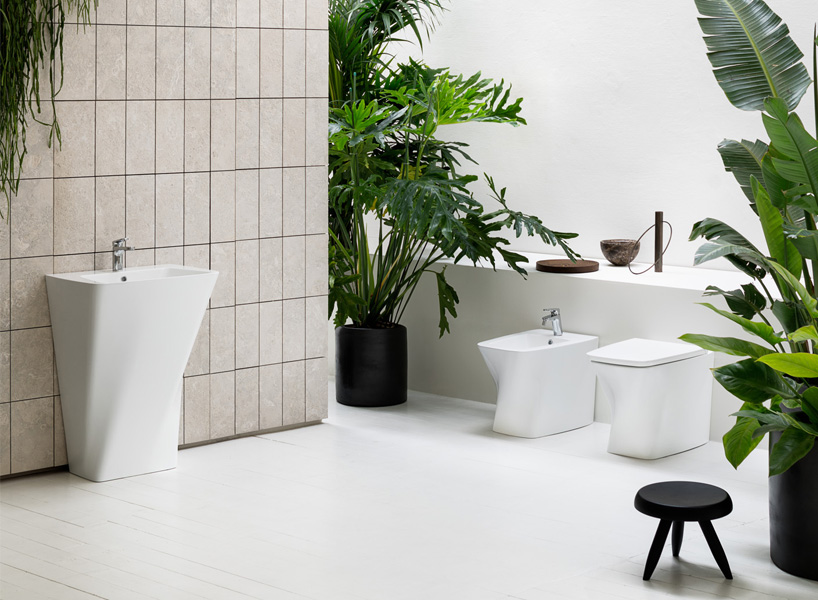 azzurra ceramic basin re-imagined as a sculpture by daniel libeskind