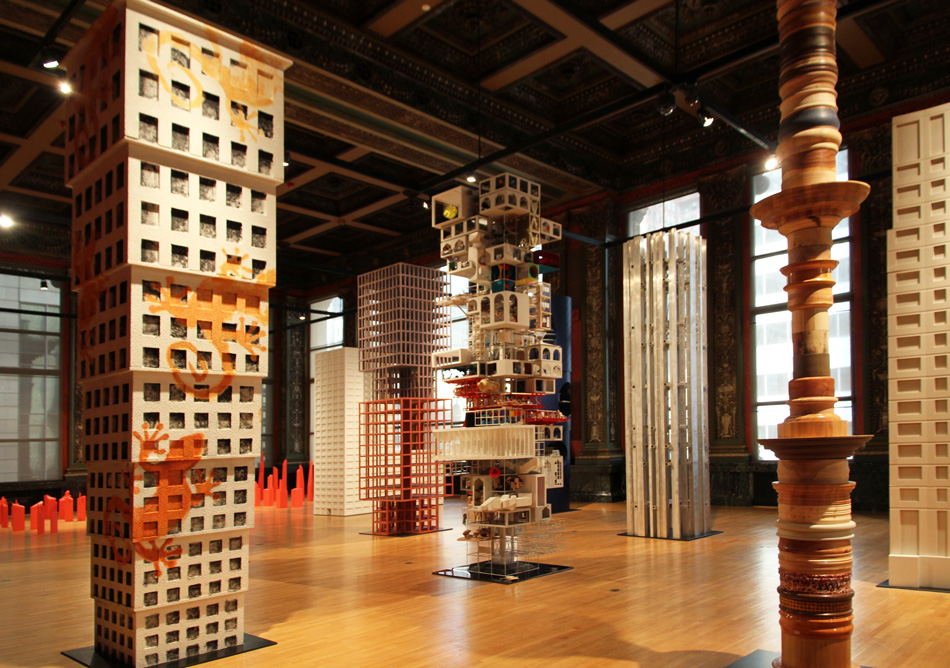 17 conceptional towers form a 'vertical city' at the chicago architecture biennial