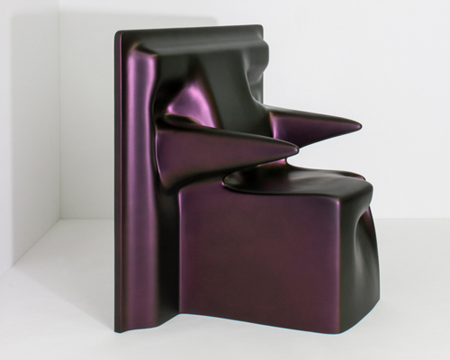 christopher stuart's drape chair is digitally designed using CAD software that mimics fabric