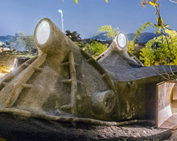 retro-futuristic gumpha house by shailesh devi/within N without