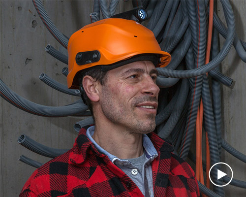 jaehoon jung's helmet allows workers to place accessories with a magnetic snap system