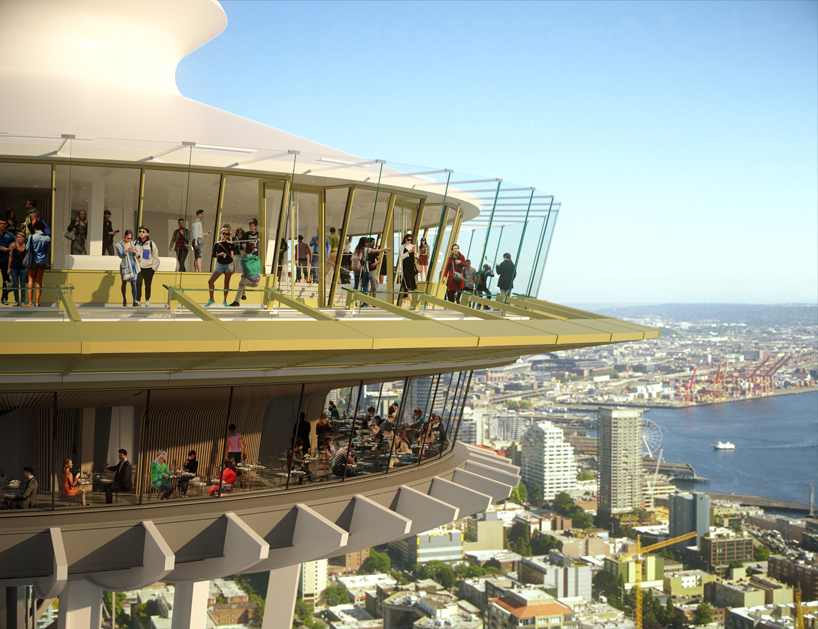 seattle space needle includes glass floors for dining experience at 500 ...