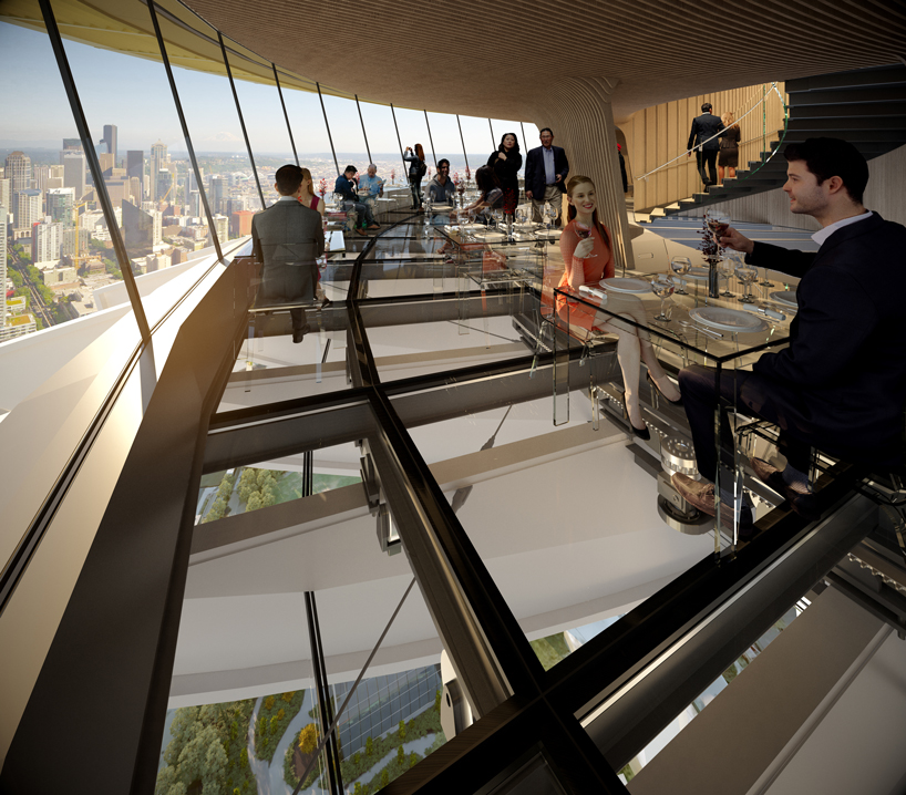 seattle space needle includes glass floors for dining experience at 500 ...