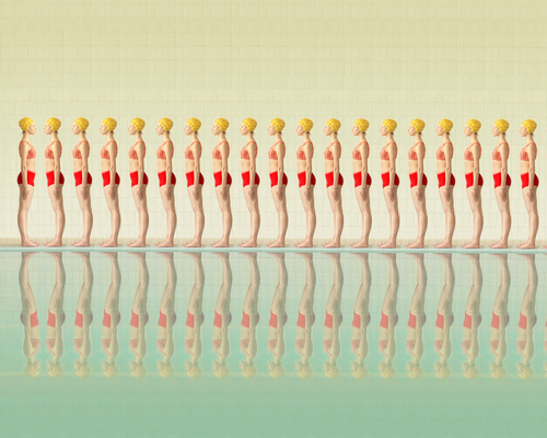 maria svarbova's swimming pool series freezes retro-futuristic scenes in etherial tranquility