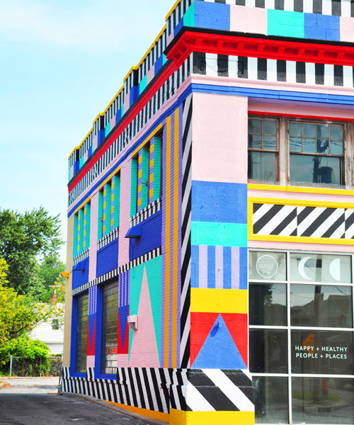 camille walala transforms historic cleveland bank into colorful street-side statement