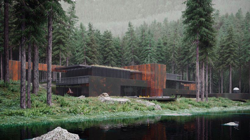 MAKHNO studio embeds corten steel house deep within ukranian forest