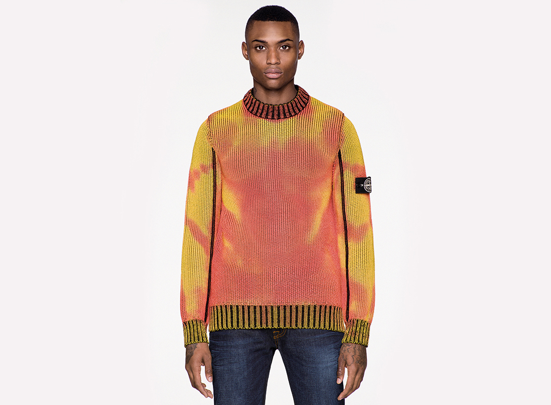 stone island's thermo-sensitive ice knitwear collection changes color