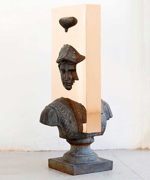 weighty bronze plates dissect vintage sculptures in studio nucleo project