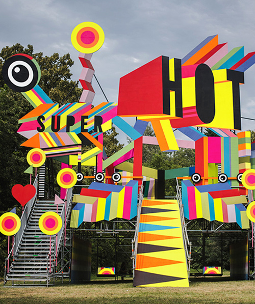 morag myerscough + luke morgan build bold amusement arcade for 'super hot' pavilion