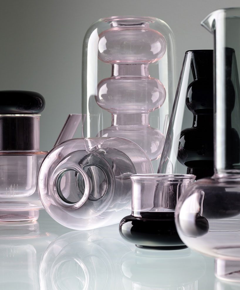 tom dixon's glass BUMP series exudes + black hues at maison & objet