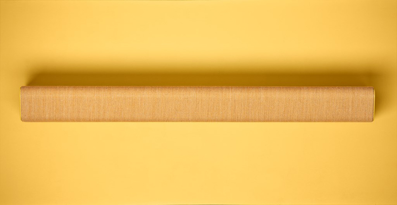 vifa's stockholm loudspeaker is wrapped in kvadrat designer textiles