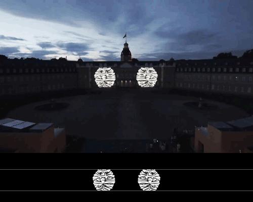 zaha hadid architects casts digital light mapping projection on a baroque castle façade