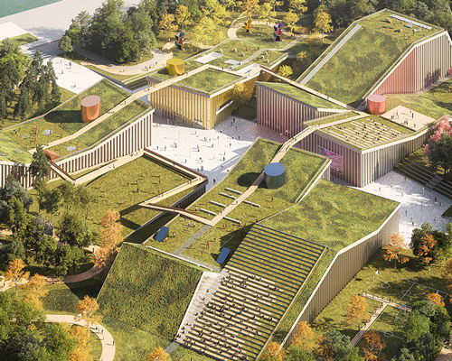 MVRDV plans landscape of buildings topped with green roofs for zhangjiang future park
