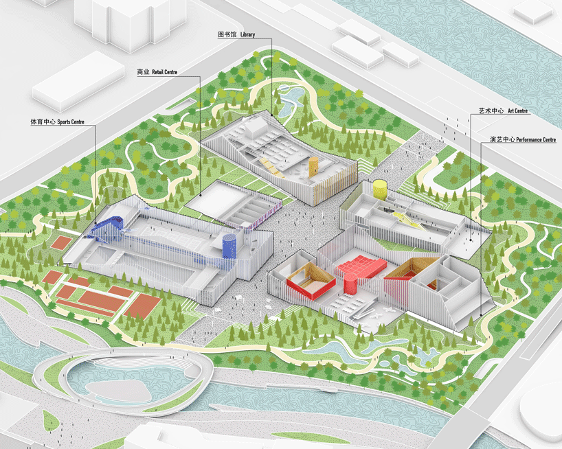 MVRDV plans landscape of buildings topped with green roofs for zhangjiang future park