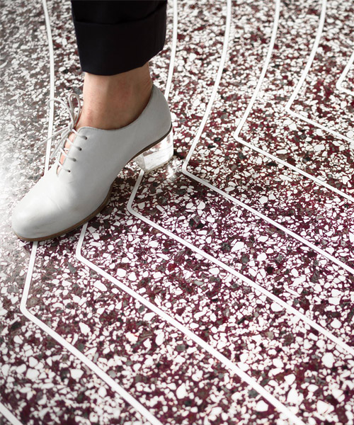 3D printed terrazzo floors for amsterdam’s schiphol airport by aectual and DUS architects