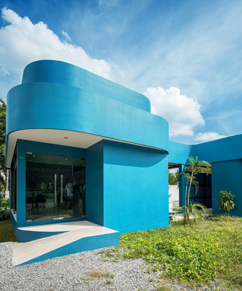 archimontage's archery club in bangkok comprises a series of non-permanent materials