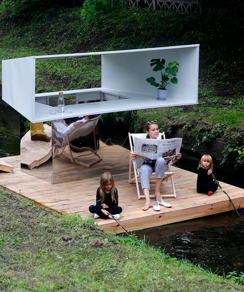 jakub szczesny's floating pavilion utilizes forgotten river as a scenic and social space
