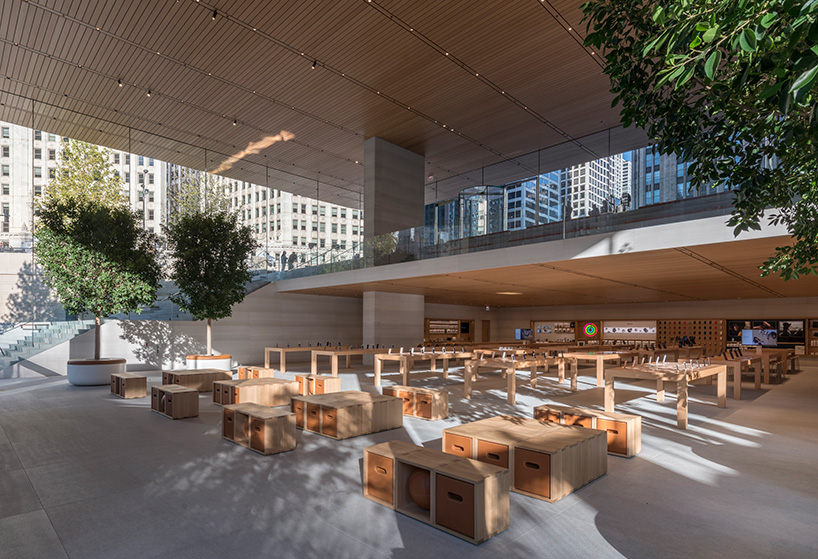 Apple store with macbook shaped roof opens in chicago