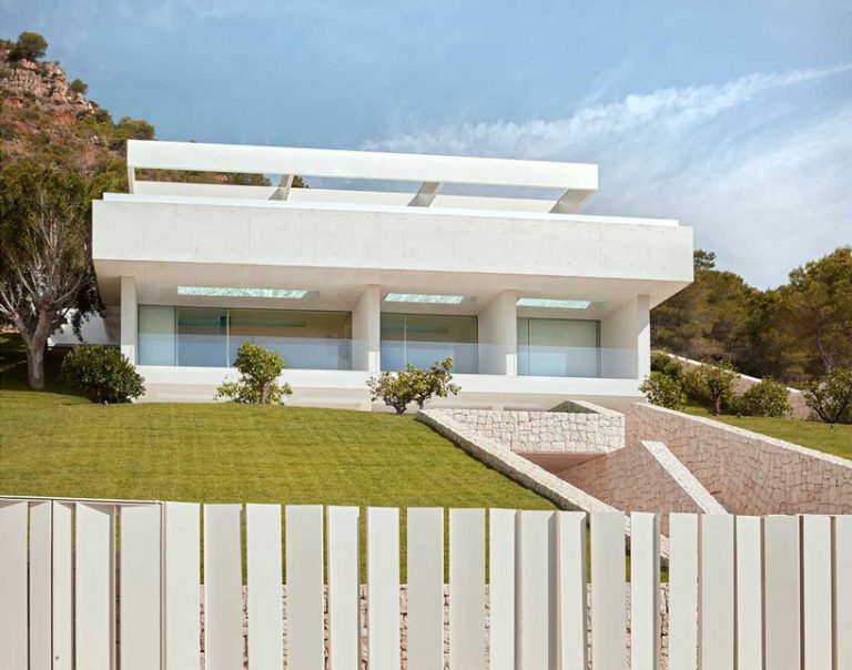 ramon esteve adorns valencian hillside house with yellow onyx stone slabs