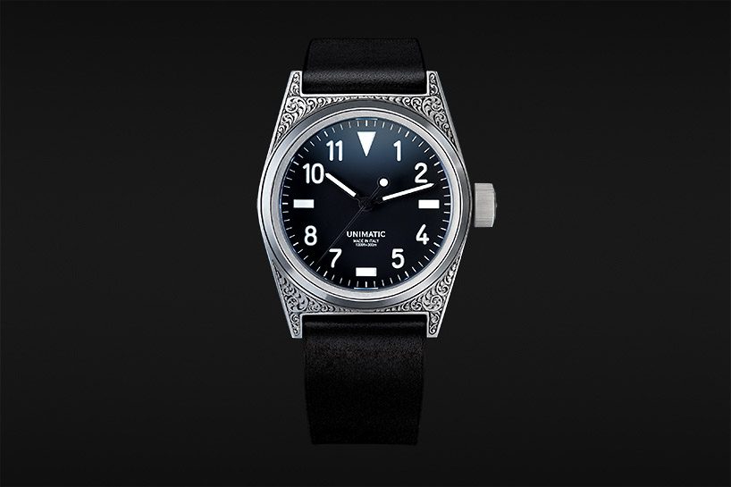 unimatic employs master decorator of guns to create unique timepieces