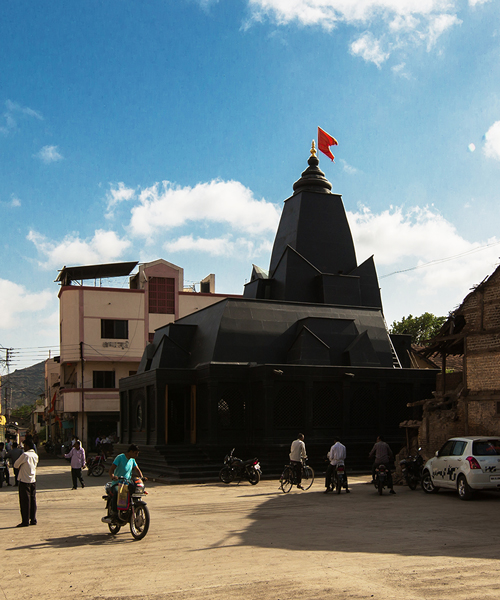 within n without sites all-black stone temple at the heart of a village in india