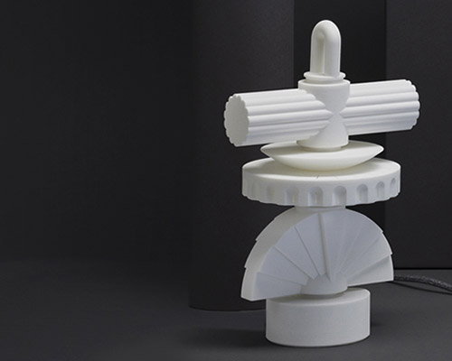 ying chang's uniquely-shaped lamp series stack up using fitted magnetic connectors