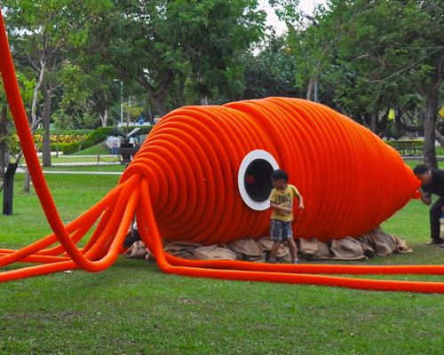 kraki the giant squid sprawls its lengthy tentacles at the 2017 taipei public arts festival