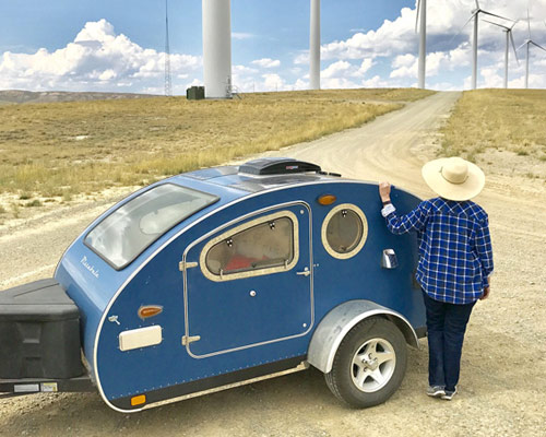 vistabule's teardrop camping trailer is built for off-the-grid adventures