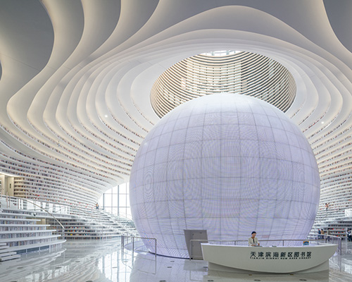 MVRDV shapes tianjin binhai library around luminous spherical auditorium