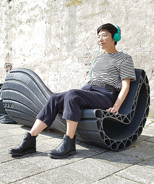 'print your city' initiative sees 3D-printed plastic bags become urban furniture