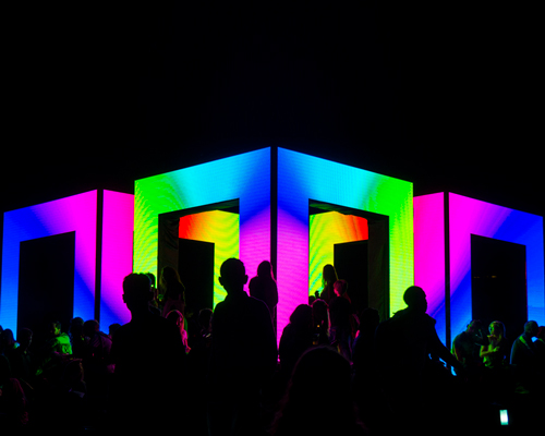 kit webster sculpts a matrix of light made out of 700,000 LED's