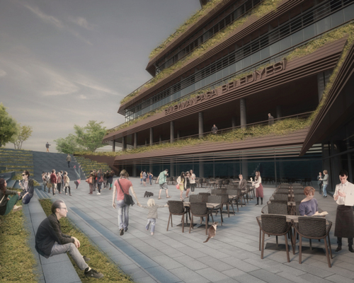 manço's cascade-shaped proposal for the municipality in turkey fits with the terrain